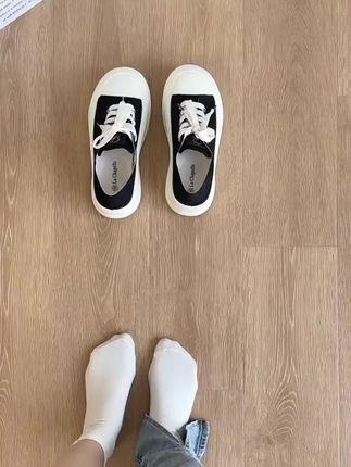 拉夏贝尔厚底小白鞋女2025秋季新款韩版两穿单鞋百搭大头增高板鞋#厚底小白鞋 #休闲板鞋 #女鞋推荐