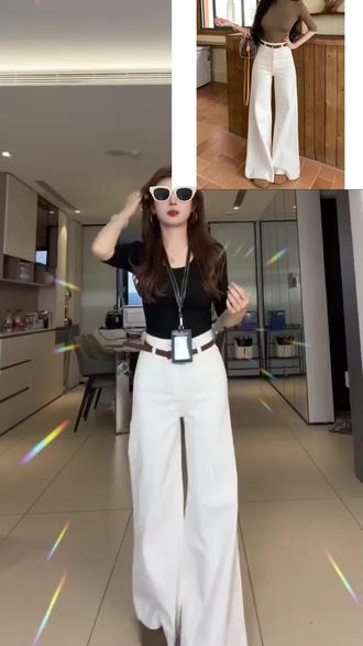 宽松不贴腿白色阔腿牛仔裤女2026年夏季新款高腰显瘦显腿长拖地裤