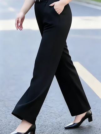 大码高腰休闲裤女宽松遮肉显瘦直筒裤2025秋季新款胖mm气质阔腿裤#休闲裤 #休闲百搭 #休闲舒适 #哈伦裤女 #高弹力