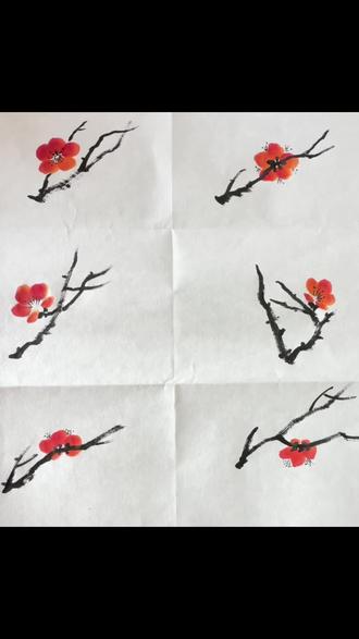 #国画梅花
各个方向的梅花画法分享