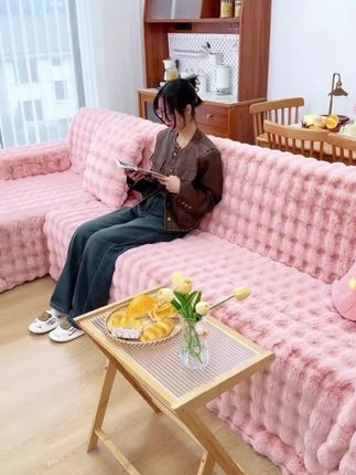 奶油风秋冬加厚兔毛绒沙发盖布防猫抓沙发巾全包扶手沙发盖巾批发#沙发巾 #沙发罩 #毛巾沙发巾 #超便宜划算