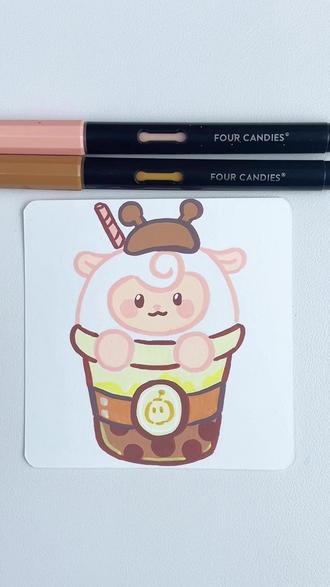 挑战100天成为绘画博主|蛋仔 #四颗糖丙烯马克笔 #丙烯马克笔 #蛋仔派对 #简笔画 #画画