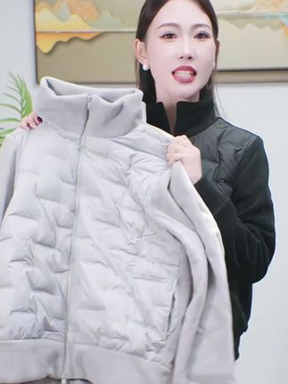 欧可纪90白鸭绒保暖加厚拼接显瘦羽绒外套女款短款羽绒服高端免洗