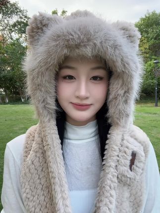 加厚保暖小熊帽!骑车不冷哦!#降温了大家注意保暖