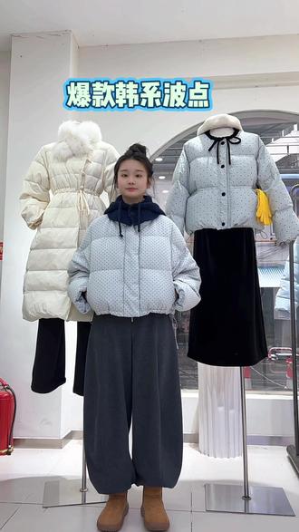 爆款韩系小波点#波点羽绒服 #温县百搭 #温县百搭女装