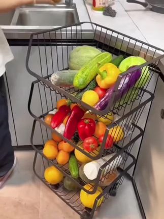 多功能厨房移动置物架落地多层收纳架零食小推车转角架子铁艺蔬菜篮子架,方便美观又实用