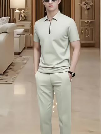 罗蒙高级感男士半拉链短袖polo衫,夏季新款冰丝凉感中青年商务T恤#夏季新款#时尚潮流穿搭#品牌男装#商务休闲男装#舒适透气