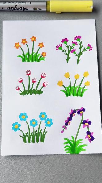 花朵的不同画法,你喜欢哪种? #简笔画 #花 #一看就会 #画画