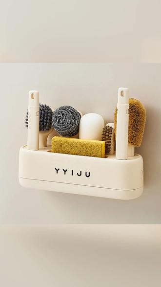 多功能厨房清洁刷套装 壁挂收纳盒 家用锅刷杯刷 #厨房清洁神器 #多功能清洁刷 #家用清洁工具 #壁挂收纳盒 #厨房收纳好物