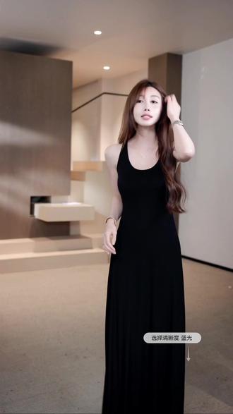 慵懒黑橘调|清冷贵气感U领吊带裙夏韩版修身显瘦无袖连衣裙83473