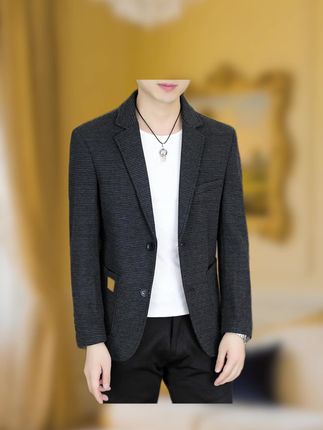 千鸟格西装男外套春秋季韩版潮流修身小西服男士帅气休闲单西上衣#外套 #春秋 #秋季新款 #西服 #休闲上衣
