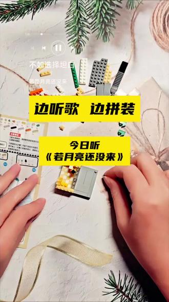#积木搭建 边听歌,边拼装,今日听《若月亮还没来》#拼豆 #手工diy
