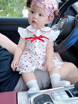 柔软舒适又透气婴儿衣服连体衣薄款女宝宝满月服公主哈衣爬服单层纱布纯棉夏#女宝穿搭 #生女儿就是用来打扮的 #宝宝连体衣#童装厂家直供