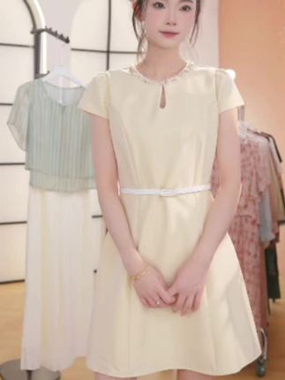 【送运费补贴】Z8618夏新款气质洋气连衣裙轻奢时尚收腰中长款裙子#连衣裙 @DOU+上热门