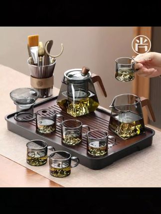 入手这套玻璃茶壶茶杯套装,耐高温又茶水分离,办公家用两相宜✨🍵 #茶具推荐 #喝茶日常