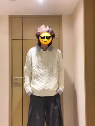 BURUIGE绞花假两件拼接条纹长袖毛衣针织衫老钱风cleanfit#毛衣#针织衫#保暖又好看#ootd穿搭#谁穿谁好看