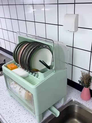 厨房沥水碗柜带盖餐具#放碗碟收纳架 箱用品家居用抽屉式#碗筷置物架#厨房好物 #家用好物 @巨量千川 @DOU+小助手
