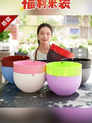 垂吊吊兰花盆悬挂式塑料藤编吊篮懒人吸水挂壁绿萝常春藤吊球加厚#花盆#悬挂式花盆#吊兰花盆 #吊篮 #花盆悬挂式
