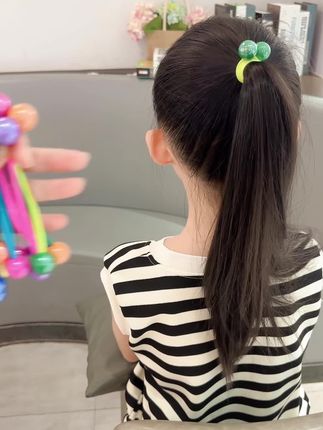 糖果色双头绳圆球款 高马尾发饰简单快速出门发型#经典中的经典 #发饰头饰真的很加分 #发饰分享 #萌娃穿搭 #编发编发