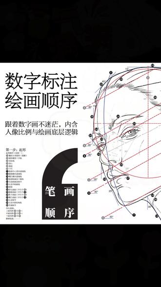 自学画画 数字标注起形 自查形准 零基础素描人像教学 带笔画顺序#自学画画 #零基础素描 #素描人像 #绘画教程 #数字绘画