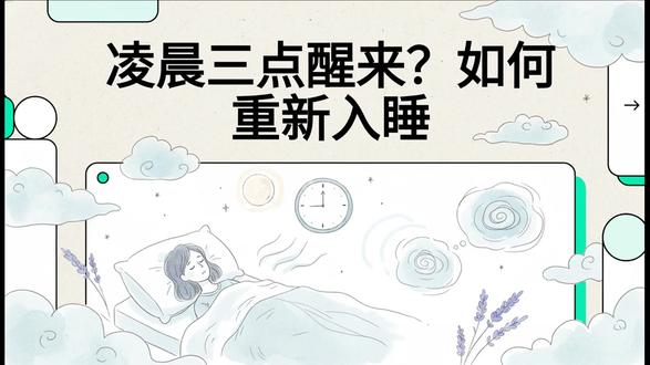 如何重新入睡 凌晨3点醒来再也睡不着?千万别硬睡!睡眠专家教你3步轻松“接觉”💤
你是不是经常半夜突然醒来,然后闭着眼睛拼命暗示自己“快睡快睡”,结果却越想睡越清醒?
美国睡眠专家Dr. Michael Breus指出,半夜醒来无法入睡,通常是因为你的身体处于“高度唤醒状态”(压力荷尔蒙升高),此时硬逼自己睡只会适得其反,让你更焦虑
!
想要快速回到梦乡,首先要牢记**“三不要”**: 🚫 不要看时间(会引发焦虑和皮质醇分泌) 🚫 不要看手机(屏幕光线会刺激大脑) 🚫 除非必要,尽量不要下床
接下来,跟着视频一起尝试这3步科学入睡法,让身体自然接管睡眠: 1️⃣ 4-7-8 呼吸法:鼻子吸气4秒,憋气7秒,嘴巴呼气8秒(循环7-10次)。这能迅速激活副交感神经,降低心率和血压
。 2️⃣ 渐进式肌肉放松 (PMR):从脚趾开始,依次到小腿、大腿、肚子直到脸部,先收紧肌肉5秒再彻底放松,释放身体隐藏的紧张感
。 3️⃣ 认知洗牌法:在脑海中想一个中性词(比如“毯子 Blanket”),然后根据它的字母联想其他毫无关联的画面(如气球、桥梁、蝴蝶)。这能让大脑停止逻辑思考,进入充满画面的“睡眠准备状态”
。
别让半夜醒来毁了你第二天的精力!赶紧点赞收藏,今晚就试试吧!如果长期受失眠困扰,建议了解一下失眠的认知行为疗法(CBTI)哦
。
【话题标签】 #失眠 #半夜醒来睡不着 #睡眠质量 #478呼吸法 #健康科普 #改善睡眠 #睡眠专家
--------------------------------------------------------------------------------
⚠️【免责声明】 本视频内容及文案仅供日常健康科普与教育参考,不能替代专业的医疗建议、诊断或治疗。如果您的失眠问题严重且长期存在,请务必及时寻求专业医生或睡眠治疗师的帮助
。
🤖【AI协助声明】 本文案的核心内容与要点总结,系由人工智能(AI)辅助分析原视频内容后生成。