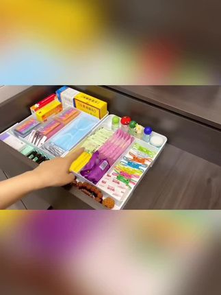 【懒角落抽屉收纳盒家:/ 用厨房可伸缩餐具筷子分隔盒多功能分格整理盒】#实用省空间 #可伸缩收纳盒