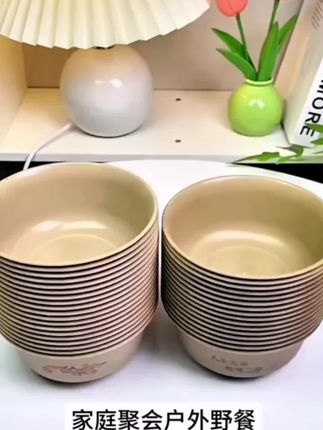 稻壳一次性餐具碗 稻壳一次性餐具碗加厚可降解食品级#颜值餐具 #厨房好物 #美观实用