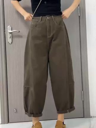 艾塔莉显瘦阔腿裤半松紧腰女牛仔裤子梨形身材大码百搭萝卜裤新款#时尚潮流#时尚百搭#时尚休闲#时尚女装#时尚