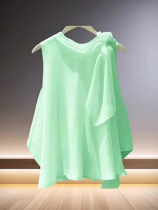 独特漂亮洋气高端别致小衫法式小上衣绿色无袖衬衫2025新款女夏季#新款穿搭 #面料柔软舒适 #洋气减龄 #洋气小衫 #气质显瘦穿搭