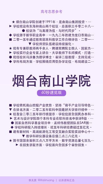 烟台南山学院:王牌专业深度解析,毕业去向真实揭秘 🎓烟台南山学院60秒了解。
烟台南山学院是由中国500强企业南山控股投资兴办的全日制民办普通本科院校,始建于1991年,2005年经教育部批准升格为本科院校。学校于2015年通过本科教学工作合格评估,2017年获批山东省硕士学位授予立项培育建设单位,2022年成为山东省应用型本科高校建设高校,2024年再次获批山东省硕士学位授予立项建设单位。
📺 完整版见主页 #烟台南山学院 #高三加油 #择校指南 #大学介绍 #高考志愿