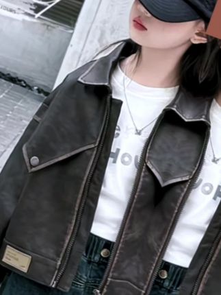 女童秋季皮衣外套春秋装2025新款中大童洋气时 髦上衣女孩机车夹克#女童皮衣外套 #女童外套秋季新款 #女童机车服外套