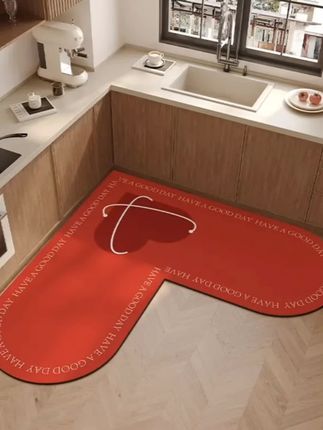 #l型厨房地垫 #地垫 #厨房地垫 #硅胶泥地垫 #防水防滑地垫 L形厨房专用地垫防水防滑防油可擦免洗脚垫子硅藻泥拐角转角地毯