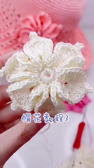 帽花教程3-4#零基础也能玩转毛线 #手工编织太阳帽