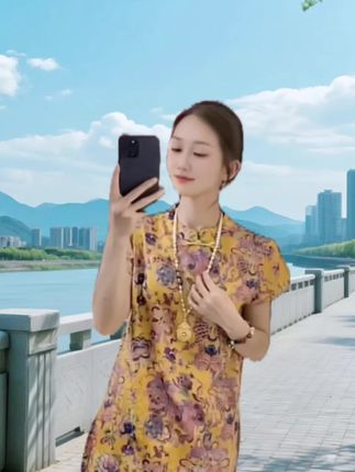 锦鲤新中式盘扣女士上衣唐装旗袍风中长上衣套装#时尚气质百搭#时尚潮流@DOU+小助手 @抖音小助手