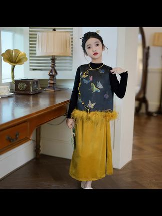 女童国风刺绣汉服新中式马甲套装秋季古风儿童唐装周岁 #生女儿就是用来打扮的 #高品质童装 #女童穿搭 #新中式穿搭 #每日童装穿搭分享