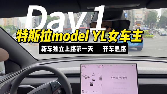 特斯拉YL女车主提车新车上路第一天 各位大神指点一下这个开车思路,耐心求学 #女司机 #特斯拉 #特斯拉女车主 #第一天开新车上班