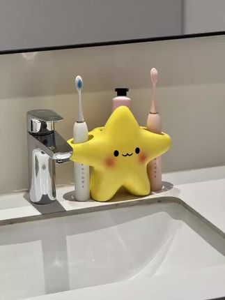 这么可爱的星星人类也太戳我心了。是亮亮的陶瓷材质,放个电动牙刷牙膏超合适的,摆在洗漱台,瞬间氛围感拉满。