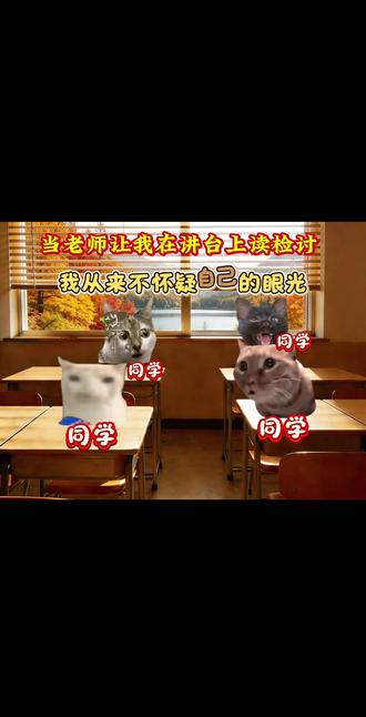 当老师让我在班上读检讨时 #作文 #猫meme #检讨书#检讨书 #木成配音