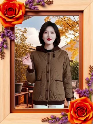 妈妈连帽小棉袄#秋季日常实用穿搭思路分享#小个子秋冬穿搭 #晒晒我的秋日穿搭 #超级实用的韩女穿搭小技巧#这个秋天被琥珀系治愈了