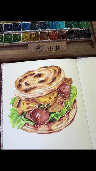 水彩~肉夹馍
#水彩美食画 #绘画过程 #手绘教程 #水彩写生 #水彩 @抖音小助手 @抖音创作小助手