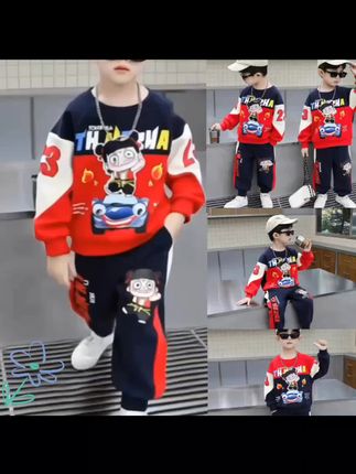 哪吒儿童装男童秋装套装新款春秋季男孩时髦帅气运动两件套潮#高品质童装 #厂家直发 #爆款热卖中