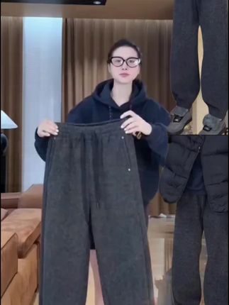 艾塔莉加厚哈伦裤女秋冬新款束脚裤子梨形身材卫裤宽松大码阔腿裤#阔腿裤 #卫裤 #束脚裤