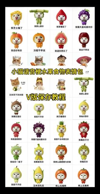小猫谐音梗表情包保存教程,水果猫表情包微信版下载教程,小猫食物表情包保存教程,小猫水果食物表情包#小猫表情包#小猫谐音梗 #水果猫表情包 #表情包
