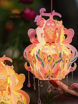 中秋抖音旗舰菲寻中秋节灯笼手工diy材料包2025新款儿童古风宫灯手提葫芦花灯#创意制作 #灯会 #手工艺术 #国风妆造