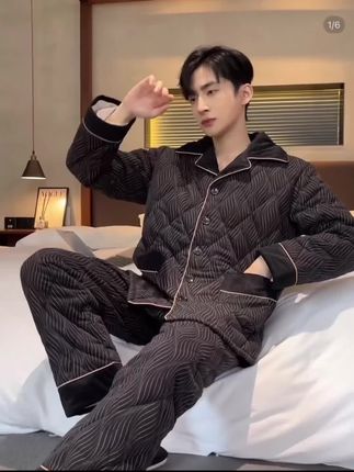 #睡衣家居服 #睡衣套装#可外出家居服 #男士家居服套装 #三层夹棉睡衣