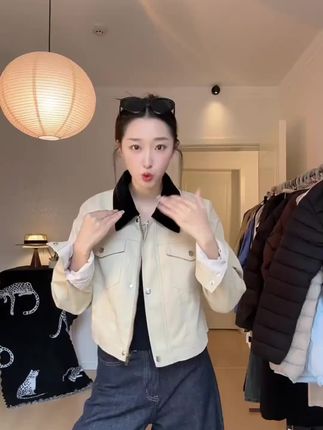 拼接撞色英伦风短外套女2025春季新款复古高级感时尚气质翻领夹克#英伦风 #外套 #秋季穿搭 #复古 #高级感
