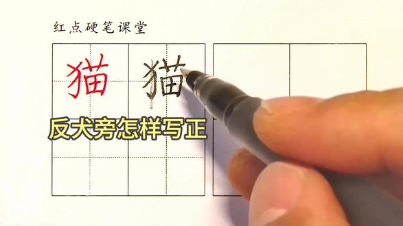 二上生字(猫)反犬旁怎样写正 二上生字(猫)反犬旁怎样写正#硬笔书法 #小学生练字 #规范字书写 #硬笔教学 #每日练字打卡