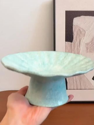 景德镇高端陶瓷高温家居天青色新中式风装饰水养佛手盘摆件 #瓷器 #陶艺作品