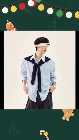 解锁蓝条纹衬衫两种穿法~ #穿着得体是一种生活态度 #衬衫 #披肩衬衫 #衬衫控