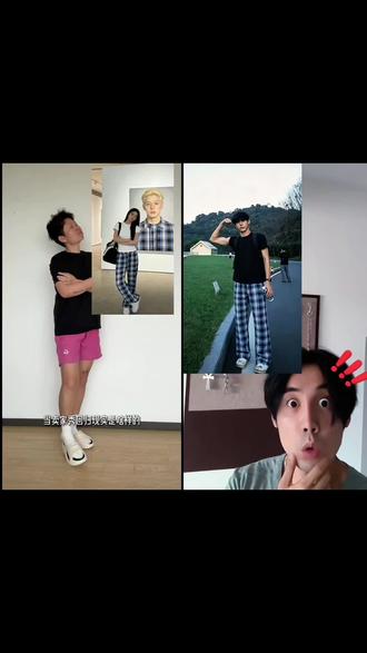 美式复古蓝色格子裤子男款夏季薄款休闲微喇裤cleanfit直筒运动裤#裤子穿搭